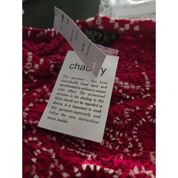 Women's Chaudry Pink White Bandhani Silk Ombre Maxi Skirt. Small - Picture 5 of 6